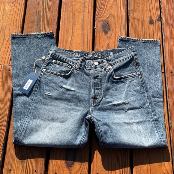 NWT Daily Blue By AG Mid Wash Distressed Cropped Jeans In Hype Size 26 - Picture 10 of 14